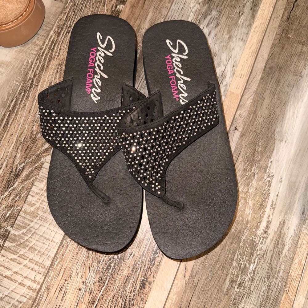 Skechers Black Studded Sandals